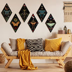 Sintuff 6 Pieces Gothic Wall Decor Boho Sun Moon Phases Wall Art Gothic Minimalist Stars Sun Hanging Wooden Home Decor Farmhouse Pediments for Gallery Living Bedroom Room(Butterfly) - style: Butterfly