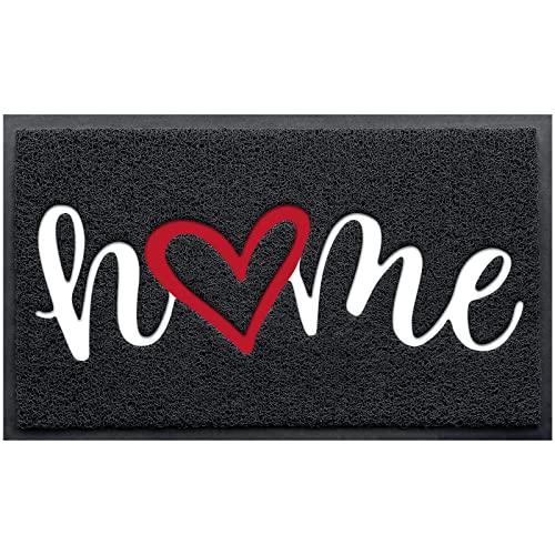 Door Mat, Welcome Mat Low Profile Floor Mat Front Doormat Indoor and Outdoor Doormat Non Slip Rugs for Entryway, Patio, High Traffic Areas (36"x24", Black-Home) - color: Black-home, size: 2' x 3' (Rectangular)