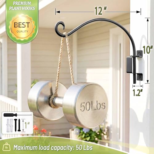 Lifyzoon Swivel Bird Feeder Hanger Hook: 12 Inch Swivel Hanging Plant Bracket, 50lbs Weight Capacity - Heavy Duty Outdoor Hooks for Hanging Bird Feeders, Flower Baskets, Lanterns, Wind Chimes - size: 12 Inch