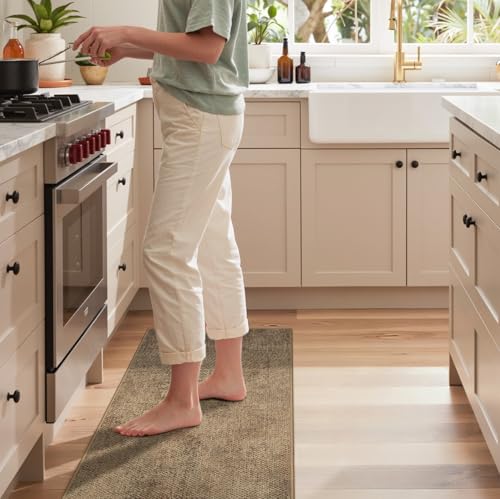 GENIMO Kitchen Mats for Floor, Washable Absorbent Runner Rugs for Kitchen, 20"x70", Cushioned Non Slip Kitchen Rugs for Kitchen Floor, Standing Mat Rug for Home, Sink, Laundry, Jute - color: Jute, size: 1'8" x 5'10" (Rectangular)