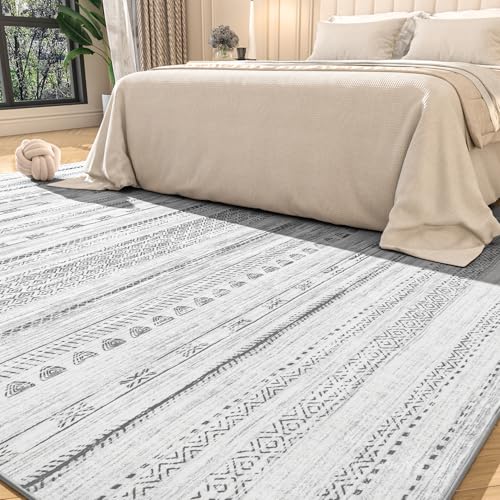 5x7 Area Rugs for Living Room Machine Washable Rug Distressed Indoor Carpet Neutral Moroccan Boho Rug Ultra Soft Area Rug for Bedroom Dining Room Playroom Office, Black - color: Black, size: 5' x 7' (Rectangular)