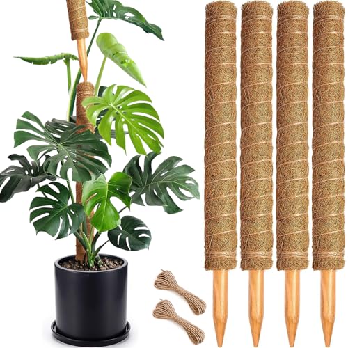 Soupiar 4 Pack 22 Inch Stackable Moss Pole - Thick & Sturdy Natural Coir Totem Plant Support & Garden Stakes for Monstera & Pothos, Indoor Climbing Vining Houseplants, 70" H Max - color: 4*22 inch