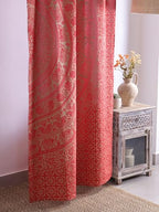 Popular Handicrafts Indian Hippie Bohemian Beautiful Elephant Color Mandala Curtain Panels Red Gold - color: Red Gold, size: 38"W x 83"L (Pack of 2)