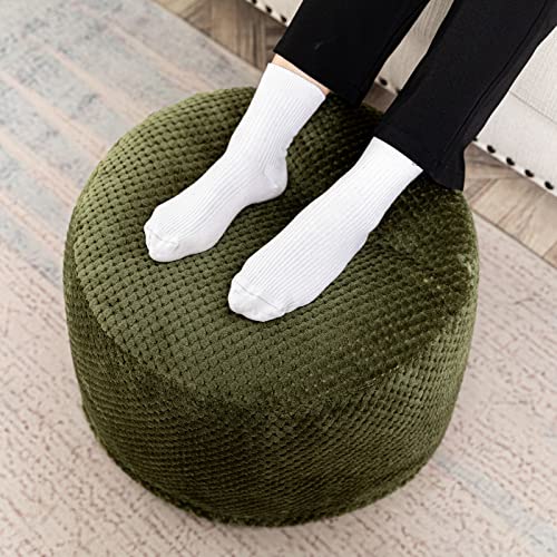 Asuprui Pouf Ottoman Unstuffed Ottoman Foot Rest No Filler Soft Faux Fur Foot Stool 20x20x12 Inches Fuzzy Chair Floor Pouf Chair with Storage for Living Room Bedroom Green - color: Olive Green