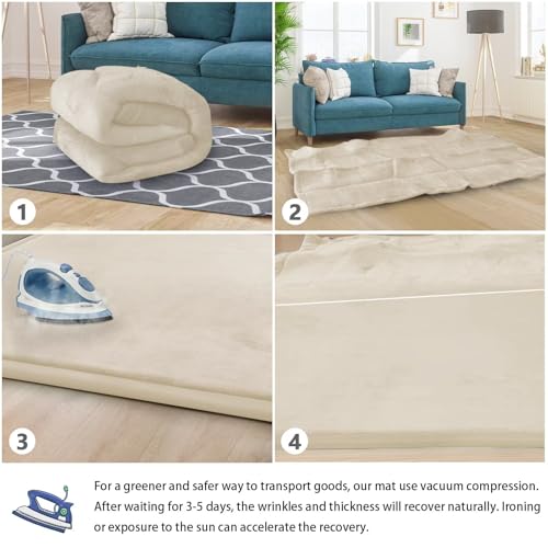 Baby Play Mat for Floor Nursery Rug Muscle Mat Area Rug Playroom Rug 71"x79" Playpen Mat Elastic Foam 1.3" Thick Crawling Mat for Babies,Toddlers, Infants, Kids,A Beige - color: A Beige, size: 71"x79"