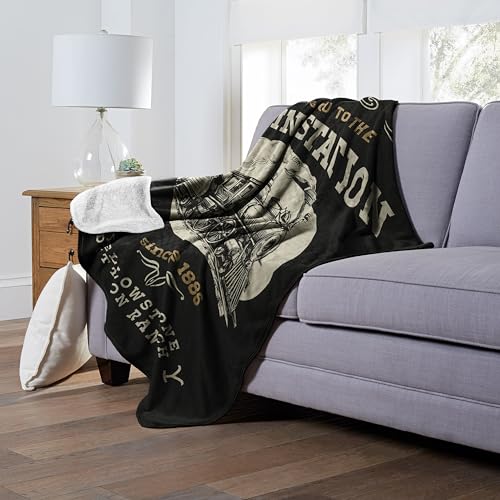 Northwest Yellowstone Silk Touch Sherpa Throw Blanket, 60" x 80", Train Station - color: Train Station, size: 60" x 80"