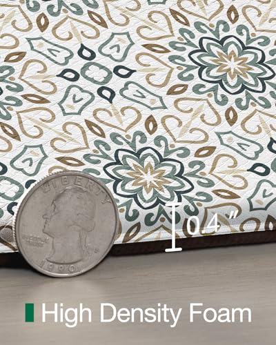 LUMI Anti-Fatigue Kitchen Floor Mats Set of 2,Cushioned Comfort Standing Rug Waterproof 2PCS, Non-Slip Ergonomic Foam Runner for Sink, Laundry, Office & Home,17x29+17x59, - color: Beige and Blue, size: 59"L x 17"W x 0.4"Th + 30"L x 17"W x 0.4"Th
