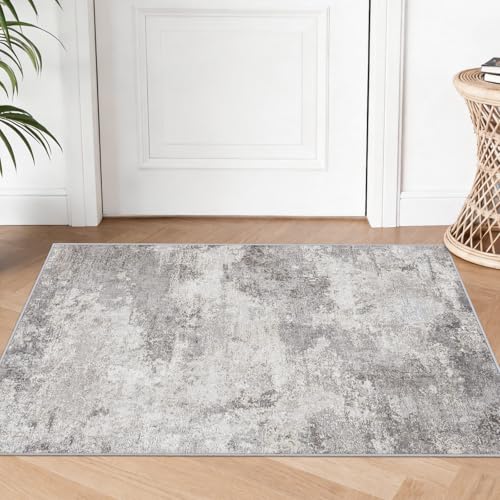 Modern Abstract 2x3 Rug Washable Non-Slip Small Area Rug for Bathroom Sink Kitchen Bedside - Soft Low-Pile Doormat for Entryway Laundry Room Decor 2x3 Grey - color: Grey01, size: 2' x 3' (Rectangular)