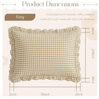 KKJIAF 2 Pcs Plaid Ruffle Pillow Case King Size, Ruffled Gingham Cotton Pillowcases 20x36 Inch, Linen Feel Plaid Bed Pillow Shams with Envelope Closure for Sofa Bed (Taupe) - color: Taupe/White Plaid, size: 36" x 20" (Pack of 2)