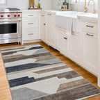 ReaLife Rugs Machine Washable Area Rug Runner - Living Room Bedroom Bathroom Kitchen Entryway Office - Non-Slip Baking Low Pile Stain Resistant Premium - Modern Geometric - Theo - Beige 2'6" x 6' - color: Theo - Beige, size: 2'6" x 6' (Rectangular)