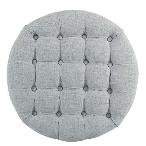 HomePop 25" Button Tufted Round Storage Ottoman - Light Blue - color: Light Blue