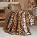 Luxury Fluffy Faux Fur Throw Blanket,Thick Fluffy Silky Fuzzy Cozy Blanket,Plush Blankets for Couch, Sofa, Chair, Bed-Tiger Print Brown-60 * 80inch - color: Tiger Print Brown, size: Twin (60" x 80")