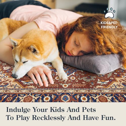 Moynesa Ultra-Thin Washable Kitchen Rugs, 2x4 Small Entryway Rug Door Mat Non Slip Stain Resistant, Oriental Throw Rug for Front Indoor Entrance Bathroom Laundry Room, Brown/Multi - color: Brown/Multi, size: 2' x 4'