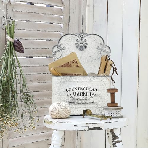 Hanging Storage Baskets Metal Wall Baskets for Mail, Files, Books & Accessories, Wall-Mounted Organizer for Entryway, Kitchen, Office, French Farmhouse Decor（White） - color: White