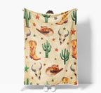 Western Cowboy Blankets, Wild West Flannel Throw Blanket, Soft, Flannel, Warm, West Cowboy Cactus and Cowboy Hat Throw Blanket Decor Rustic Cowboy Bed Blankets for Bedroom 60X80 Inch