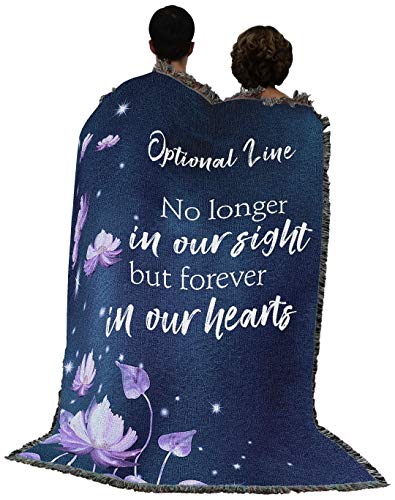 Pure Country Weavers No Longer in Our Sight But Forever in Our Hearts Blanket - Personalized - Custom Sympathy Bereavement Gift Tapestry Throw Woven from Cotton - Made in the USA (72x54) - color: Hearts Flowers, size: Customize