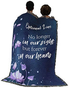 Pure Country Weavers No Longer in Our Sight But Forever in Our Hearts Blanket - Personalized - Custom Sympathy Bereavement Gift Tapestry Throw Woven from Cotton - Made in the USA (72x54) - color: Hearts Flowers, size: Customize
