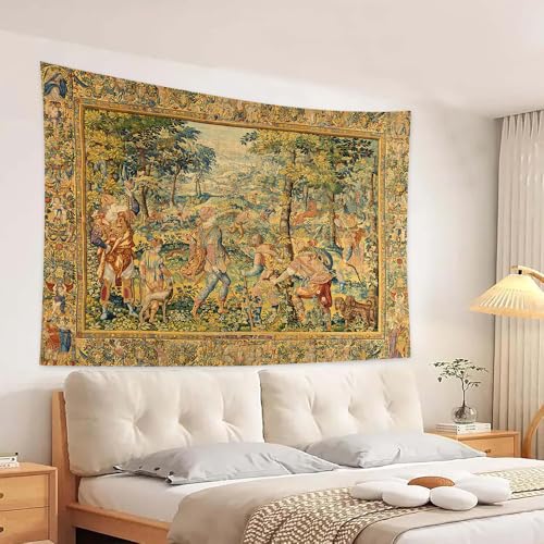 LATETOMT Renaissance Boho Tapestry Canvas Wall Art Tapestries Medieval Wall Tapestry for Bedroom Living Room Dorm Decor Tablecloth 80x60in LTMTAYW445 - color: Brown-4, size: 80"L x 60"W