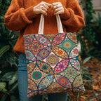 Boho Style Canvas Bag for Women Boho Fashion Tote Bag for Bohemian Lover - color: Mandala Bag