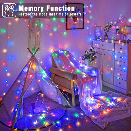 262FT 800 LED Outdoor String Lights, Extra Long Christmas Lights Indoor Waterproof, 8 Modes Plug in Twinkle Fairy Lights Clear Wire for Outside House Patio Garden Party Decorations, Multicolor - color: Multicolor, size: 262ft 800LED