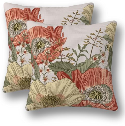 Vintage Flowers Pillow Covers 18 x 18 Set of 2 Floral Throw Pillow Cover Colorful Spring Summer Decorative Pillowcases Rustic Farmhouse Home Decor for Couch Bed Sofa Outdoor - color: Vintage Flowers