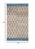 SAFAVIEH Natural Fiber Collection Accent Rug - 3' x 5', Natural & Navy, Handmade Farmhouse Boho Coastal Rustic Trellis Jute, Ideal for High Traffic Areas in Entryway, Living Room, Bedroom (NF951N) - color: Natural/Navy, size: 3' x 5' (Rectangular)