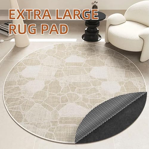 Waterproof Non-Slip Rug Pad, Round 4 Ft Carpet Pads for Large Area Rugs 1/8" Thick Felt Floor Protection Pad for All Floors and Finishes, Keep Rugs in Place and Provide Cushioning (4FT) - size: 4FT Round