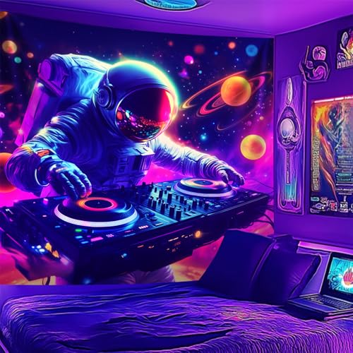 NYZE Astronaut Space Tapestry for Bedroom, Music Wall Tapestry, Party Decor Glow in the Dark Room Decor Tapestries, Cool Galaxy Planet Wall Hanging, Wall Hanging for Room Dorm 90in×70in - color: Astronaut H, size: 90"L x 70"W