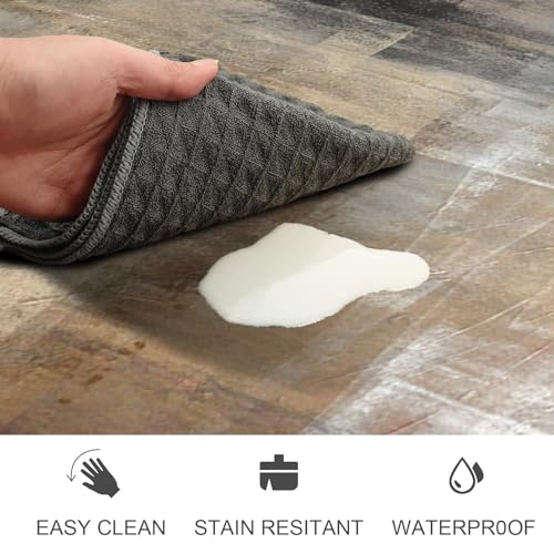 MAYHMYO Kitchen Rugs and Mats Set of 2 Brown Black Beige Anti Fatigue Mat PVC Non Slip Kitchen Mats for Floor, Bathroom, Desk, Runner, Laundry,17.3 x 29 x 0.4 inch + 17.3 x 47 x 0.4 inch - color: Brown-white, size: 29"L X 17.3"W X 0.4"Th + 47"L X 17.3"W X