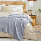 EMME Cotton Muslin Throw Blanket Couch Breathable Gauze Blanket Soft Lightweight Blankets Adults (Dusty Blue, 50"x60") - color: 11 - Dusty Blue, size: Throw (50" x 60")