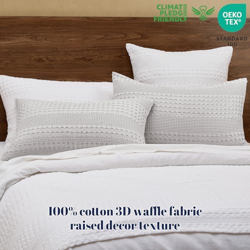 PHF 100% Cotton Waffle Pillow Shams Standard Size, 2 Pack 20" x 26" Soft Skin-Friendly Pillowcases, No Filling, Aesthetic Woven and Breathable Waffle Weave Pillow Case Covers for Bed, Light Grey - color: Light Grey, size: 26" x 20" (Pack of 2)
