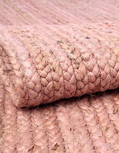 Unique Loom Braided Jute Collection Area Rug - Dhaka (2' 7" x 6' 1" Runner, Light Pink) - color: Light Pink, size: 2'7" x 6'1" (Runner)