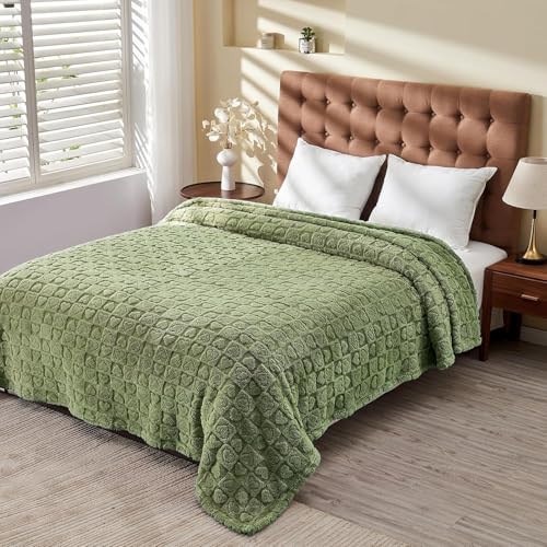 FY FIBER HOUSE Throw Blankets with Heart Checkered,Soft Warm Blankets for Lover Mom Father Gifts,Washable Lightweight Fuzzy Blanket for Couch Sofa Bed All Season(Sage Green,60"x80") - color: Sage, size: Twin(60"x80")