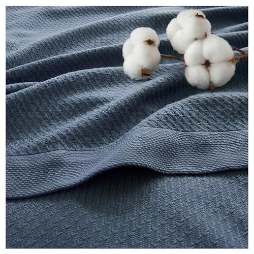 Madison Park 100% Egyptian Cotton Lightweight Summer Blanket, Breathable Waffle Knit Design, Soft Cozy All-Season Throw for Bed, Couch or Sofa, Navy Blue King Size (108"x90") - color: Blue, size: King