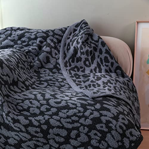 MH MYLUNE HOME Ultra Soft Leopard Throw Blanket (50x60 inches) Microfiber Blanket Plush Warm Reversible Cheetah Blanket Leopard Pattern Throw for Couch Bed Sofa - Dark Blue and Charcoal Gray, 50"x60" - color: Leopard Charcoal Blue, size: 50"x60" - 550 GSM