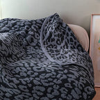 MH MYLUNE HOME Ultra Soft Leopard Throw Blanket (50x60 inches) Microfiber Blanket Plush Warm Reversible Cheetah Blanket Leopard Pattern Throw for Couch Bed Sofa - Dark Blue and Charcoal Gray, 50"x60" - color: Leopard Charcoal Blue, size: 50"x60" - 550 GSM