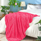 inhand Hot Pink Fleece Twin Blanket, Lightweight Leaves Pattern Fuzzy Blanket for Couch Sofa, All Season Use, 60 x 90 Inches - color: Hot Pink, size: Twin/Twin XL-60x90 IN