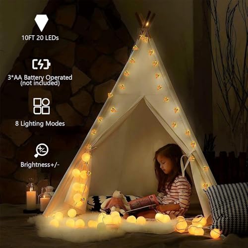 Vigdur 10FT Lantern String Lights, 20 LEDs Decorative Sting Lights Indoor Battery Operated with 8 Modes & Remote, Timer, Indoor Outdoor Light for Bedroom Party Home Decor - color: Diamond Styke