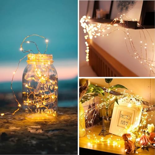 Fairy Lights Plug in,33Ft 100 LEDs Copper Lights Warm White,Christmas Lights Indoor Outdoor,Led Fairy String Lights for Bedroom Party Wedding Patio Christmas Tree Decoration - size: 33FT with Adapter