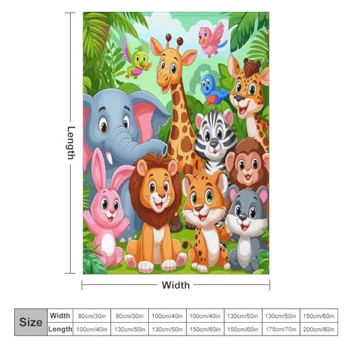 Kids Animal Blanket,Cartoon Colorful Forest Lion Tiger Giraffe Elephant Animal Print Blanket for Couch Sofa Bed Decorative Gifts 30x40 - color: Blanket-10, size: 30"x40"