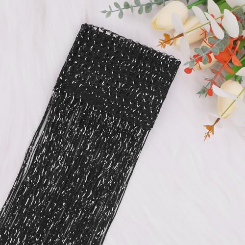 2 Pack 39 x 79 Inch String Curtains for Doorway, Home Decor Sequin Glitter String Curtain Boho Doors Tassel for Windows, Closet, Living Room, Bedroom, Hallway, Party (Black) - color: Black