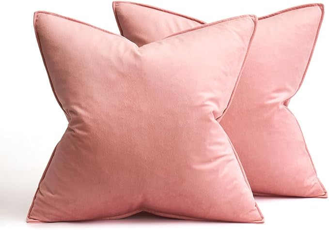 MIULEE Dark Pink Velvet Throw Pillow Covers 18x18 Soft Decorative Solid Square Cushion Cases Pack of 2 Modern Luxury Home Decor for Couch, Sofa, Bedroom