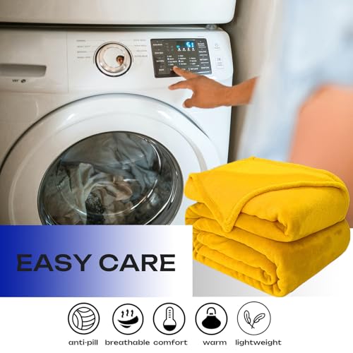 JIAHANNHA Mustard Yellow Throw Blanket Fleece Blanket 50"x60",Super Soft Cozy Plush Throw Blanket for Couch Sofa Bed,Warm and Lightweight Bed Blankets for Adults - color: Mustard Yellow, size: Throw(50"×60")