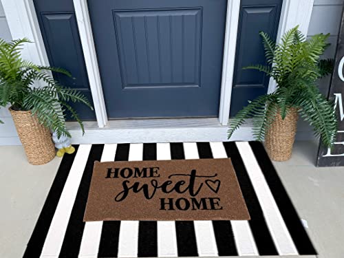 Black and White Outdoor Rug 35.4 x 59 Inches Striped Front Door Mat Front Porch Rug Hand-Woven Machine Washable Indoor/Outdoor Layered Door Mats for Entryway/Porch/Patio - color: Black&white Stripe D, size: 3' x 5' (Rectangular)