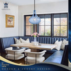 11" Hand-Blown Blue Glass Pendant Light, Hammered Glass Shade with Black Finish, Adjustable Modern Hanging Light Fixture for Kitchen Island, Dining Room, Hallway, Living Room - color: Blue Rod