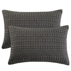 PHF 100% Cotton Waffle Pillow Shams Standard Size, 2 Pack 20" x 26" Soft Skin-Friendly Pillowcases, No Filling, Aesthetic Woven and Breathable Waffle Weave Pillow Case Covers for Bed, Charcoal Grey - color: Charcoal Grey, size: 26" x 20" (Pack of 2)