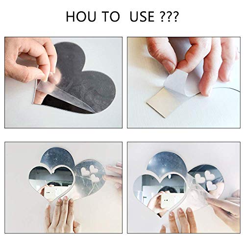LZYMSZ 3D Acrylic Mirror Wall Decor Stickers, Feather Shaped DIY Self-Adhesive Wall Art Decals, Home Decorations for Living Room Bedroom Bathroom Office Kids Room(Silver