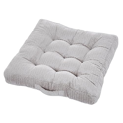 Sorra Home Tufted Floor Pillow with Handle - Square Plush Oversized Pillow for Lounging - Bedroom, Dorm & Indoor Floor Cushion - Sutherland Dove (24" x 24" x 5") - color: Dove, size: 24 in x 24 in x 5 in Square w/ Handle