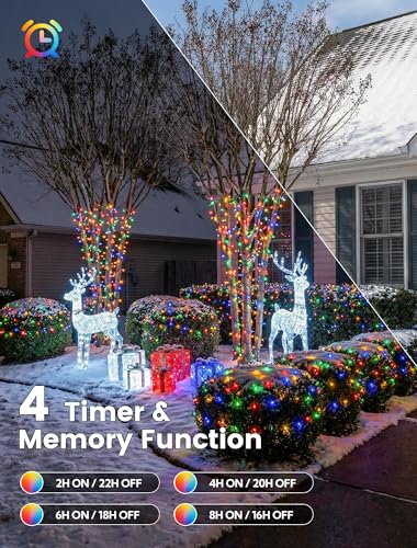 Hopolon Christmas String Lights Outdoor, 33 FT 100 LED Extendable Green Wire Twinkle Lights with Remote, 8 Modes Waterproof Fairy Light Plug in for Xmas Tree Wedding Party Patio Indoor (Multicolor) - color: Multicolor, size: 100 LED with Remote