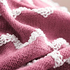 BOURINA Fluffy Chenille Knitted Fringe Throw Blanket Lightweight Soft Cozy for Bed Sofa Chair Throw Blankets Rose Wine 50" x 60" - color: A-rose Wind, size: 50"×60"